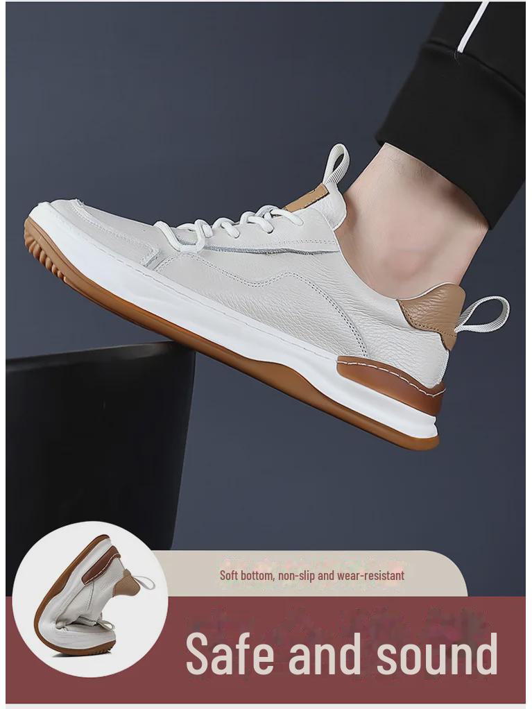 Мужская летняя обувь 2025 года из белой коровьей кожи, повседневная модная дышащая обувь с толстой подошвой, увеличивающая рост