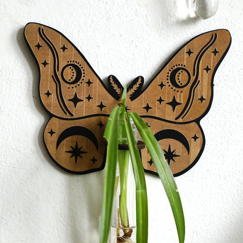 1Pc Butterfly Style European Style Test Tube Originality Wooden Bohemia Hollow Out Wall Decoration Plant Rack