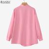 ZANZEA Women Vintage Shirt Collar Irregular Hem Long Sleeve Shirts