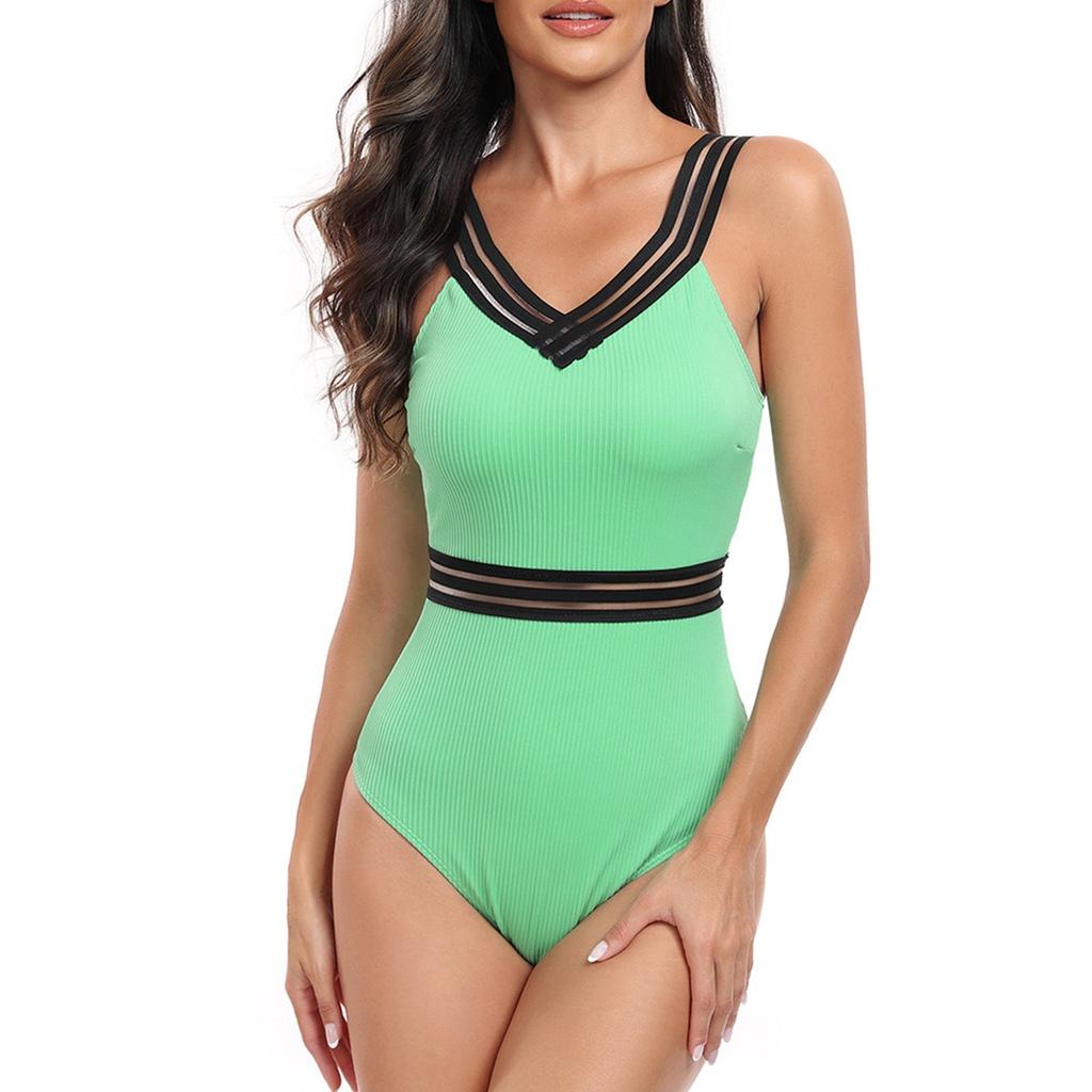 Женская мода, сексуальный спортивный быстросохнущий цельный бикини, однотонный купальник