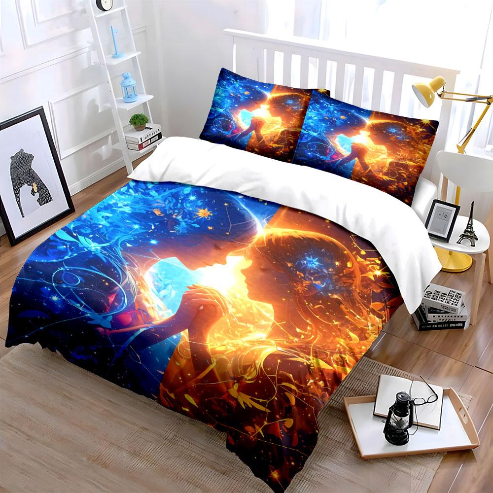 Fire and Ice Duality Bedding Set Bedding Duvet Cover Set Duvet Cover Pillowcases (1 * Duvet Cover 2 * Pillowcases, without duvet insert)