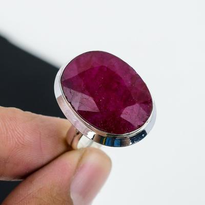 Красивое регулируемое кольцо из серебра 925 пробы с рубином из кашмира — подходит для размеров США от 6 до 11 — украшения ручной работы в стиле бохо для женщин и мужчин, праздничные наряды в подарок