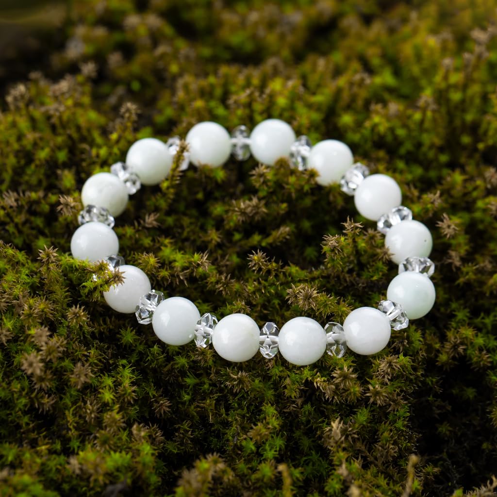 13см Итоигава Натуральный Жадеит Белый с Японским Национальным Дзёмон Камнем Силы Жадеитовая Мастерская Специальный Качество Гарантировано Дерево Павловния ABR0901 (8мм