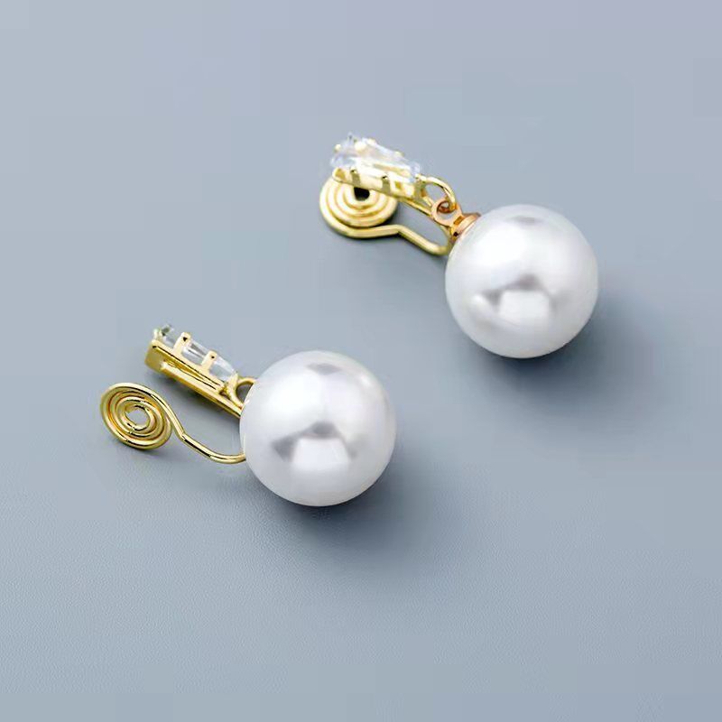 Модные серьги-клипсы с искусственным жемчугом, спираль от комаров, без пирсинга, со стразами, зажим для ушей, женские серьги