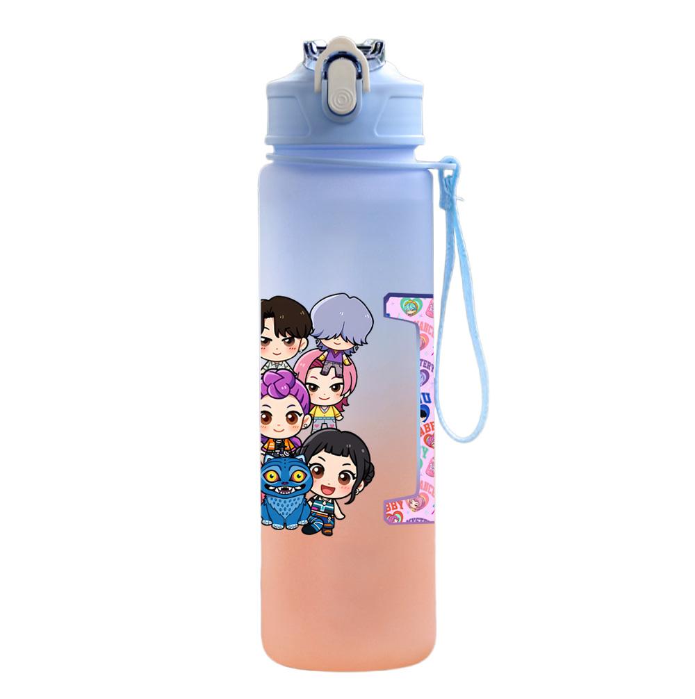 750Ml Water Bottle Anime 26 English Letter K-Pop Demon Hunters Printed Large Capacity Drinking Cup Portable Outdoor Sports Water Cup Children Kid Gift