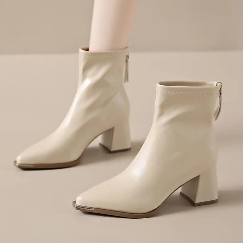 Сексуальные заостренные носки зимние ботильоны женские зимние удобные кожаные туфли женские 2025 тренд элегантные офисные туфли модные туфли Botas Mujer