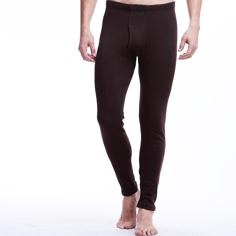 Men's Solid Color Slim Double-Layer Thickened Velvet Warm Pants for Autumn and Winter