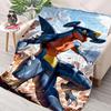 6 Sizes Pokemon Garchomp Print Blanket for Kids and Adults Bedroom Living Room Sofa Study Office Travel Camping Blanket Gifts