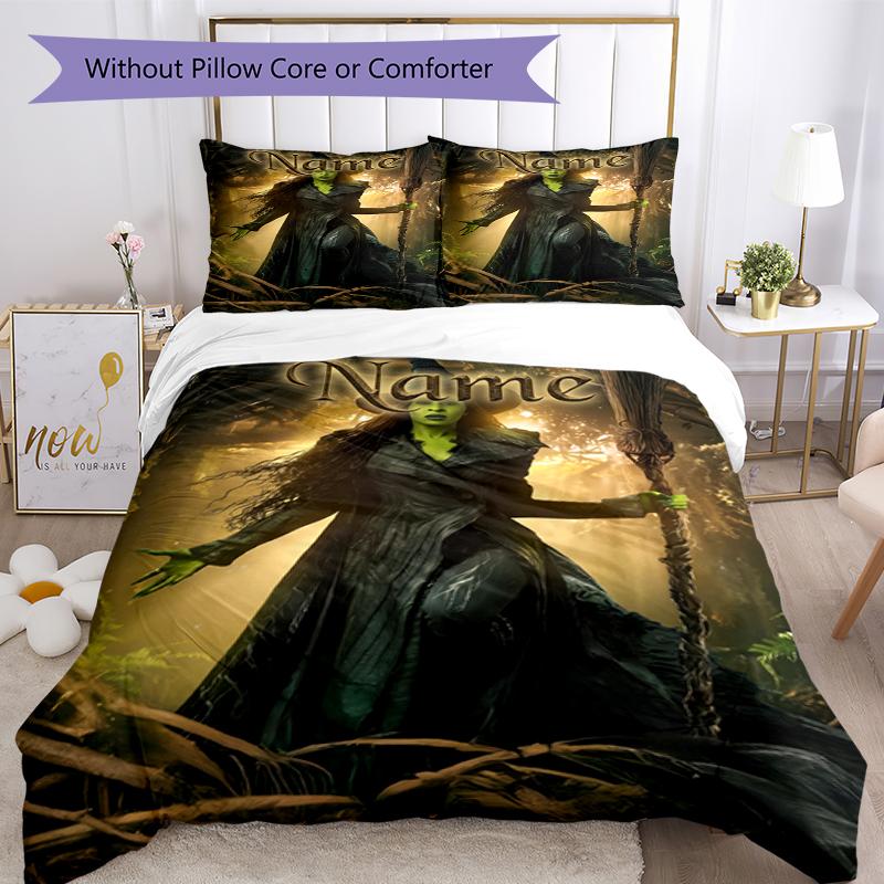 3pcs Custom Name Wicked Bedding Set Duvet Cover Closure Includes 1 Duvet Cover & 2 Pillowcases, Soft and Comfortable for All Seasons.