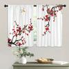 2 шт. Цветочные занавески для кухни с изображением вишни, короткие занавески для окон в стиле кафе для спальни, офиса, гостиной и кабинета, украшение для дома