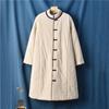 Johnature Vintage Women Long Sleeve Coats Winter Pockets Cotton Linen Solid Color Loose  Female Parkas