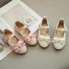 2024 Детские кожаные туфли для девочки Осень Новая мода Корейский стиль Мягкая подошва Дышащие Повседневные Элегантные С бантом Универсальная обувь