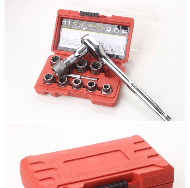 Набор из 10 экстракторов гаек с квадратным приводом 1/2" и инструментом для снятия скользящих гаек для пневматической пушки и электрического гаечного ключа