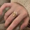 High-End Star Pearl Opal Double-Layer Open Ring Women'S Light Luxury Niche Fashion Versatile Ring Ring