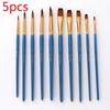 Набор из 5 перламутровых кистей для масляной живописи с синим стержнем и плоским нейлоновым ворсом, акварельные кисти, художественные принадлежности