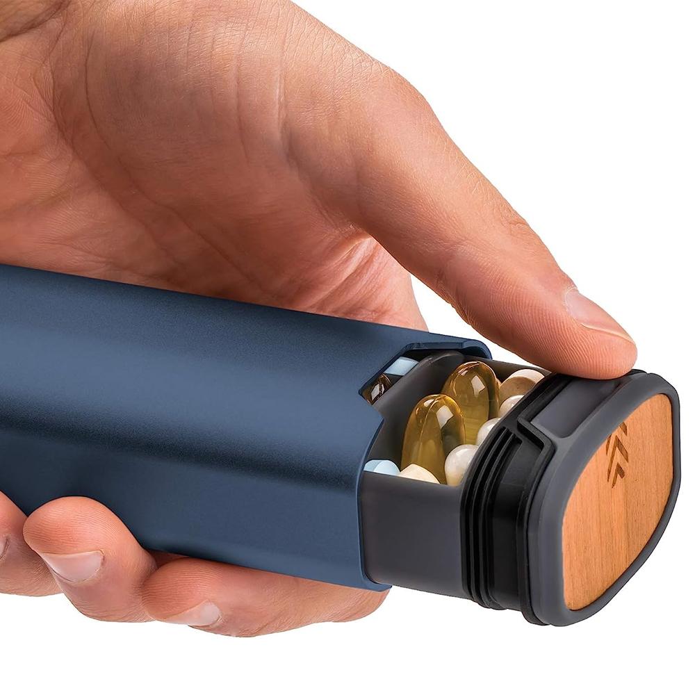 1 шт. 7-дневный еженедельный органайзер для таблеток из алюминиевого сплава и дерева, большая емкость для таблеток, витаминов и лекарств