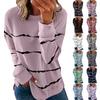 Women's Casual  Contrast Color Long Sleeve Top Pullover Sweatshir