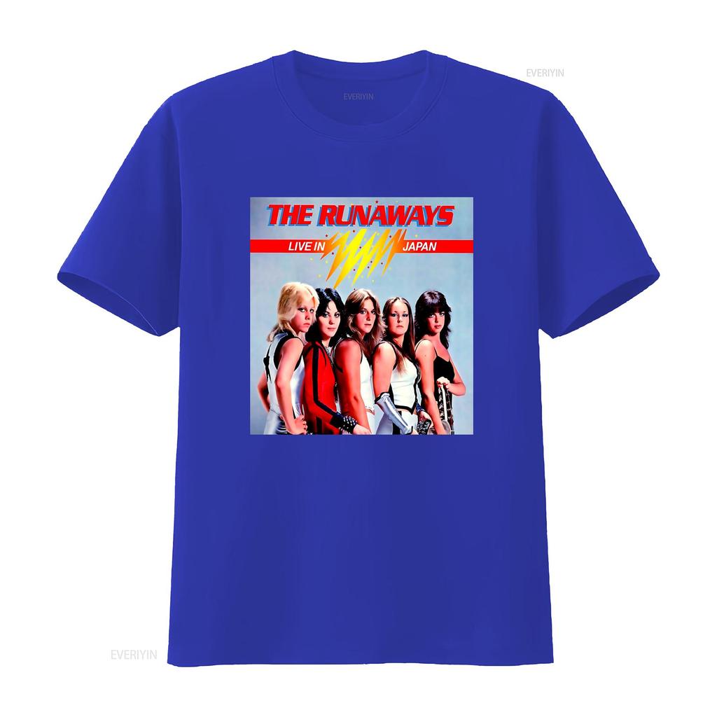 The Runaways Live In Japan All Girl Rock Band Music T Shirt vintage Washed Breathable homme streetwear designer clothes Casual