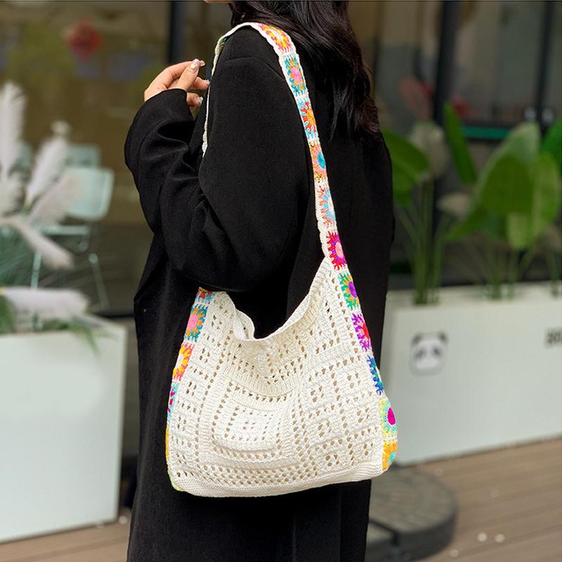 Yogodlns Винтажная полая тканая женская сумка через плечо, вязаные сумки, большая вместимость, сумки-тоут для женщин, пляжный дорожный кошелек для покупок