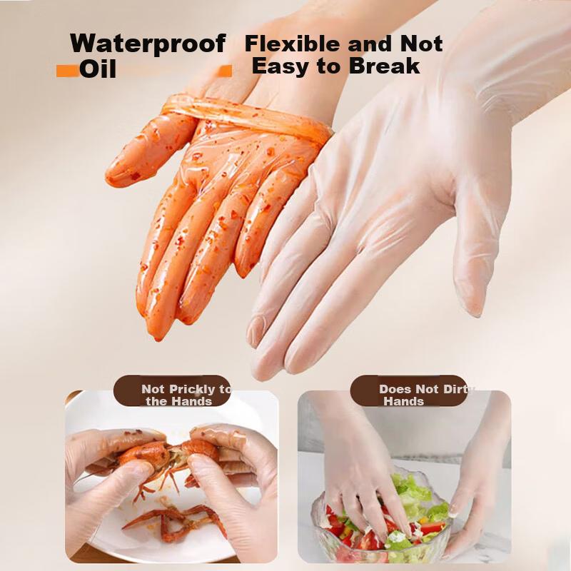 Helper Disposable PVC Gloves Thickened Waterproof Oil-Resistant Food-Grade Protective Gloves 80pcs/Box Medium Size