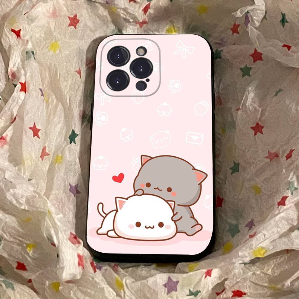 Мультяшный Милый Кот Чехол для Телефона Для iphone 17 16 15 16e 14 13 12 11 Pro Max Plus Чехол Обложка Coque