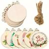 2025 New 10pcs Wood Round DIY Craft Kids Christmas Painting Blank Wooden Board Ornament Wedding Xmas Party Gifts Decor Boards