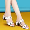 New Sandals Female Student Korean Version Fashion Medium Heel Cool Slippers Female Summer Wear Thick Heel High Heels Female