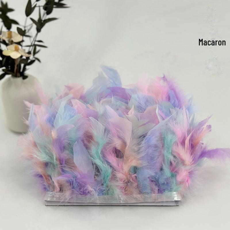 Red Lace Net Turkey Feather Strips for DIY Handmade Wedding Dance Costumes and Decorations