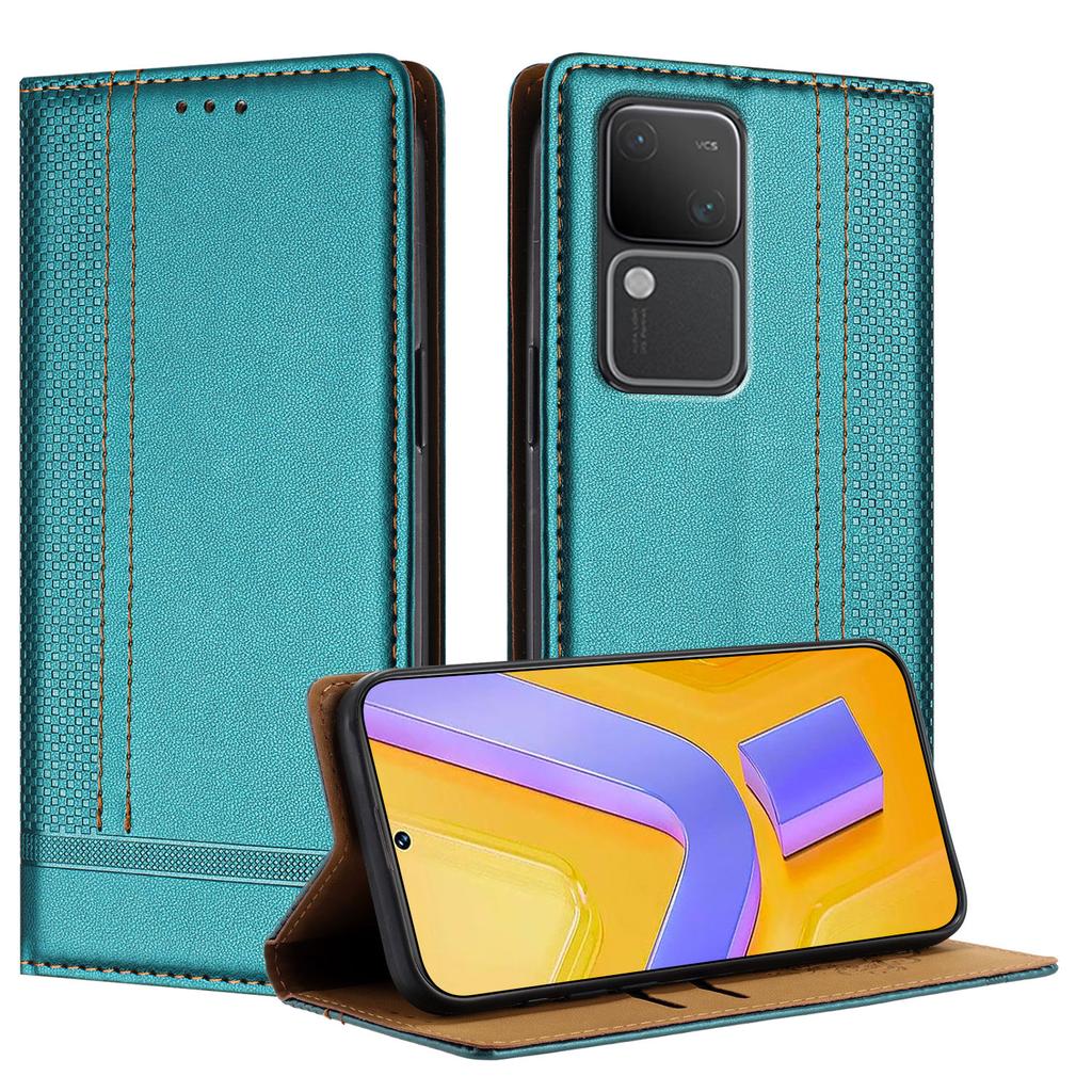 Кожаный чехол-книжка с тиснением личи для vivo Y20, Y20i, Y20s, Y11s, Y12s, iQOO U1x, Y31, Y53s 4G, Y51a, Y33, Y70s, Y35, Y22s, Y22, Y77, Y55, Y75 5G, T1 5G, Y100, В27..