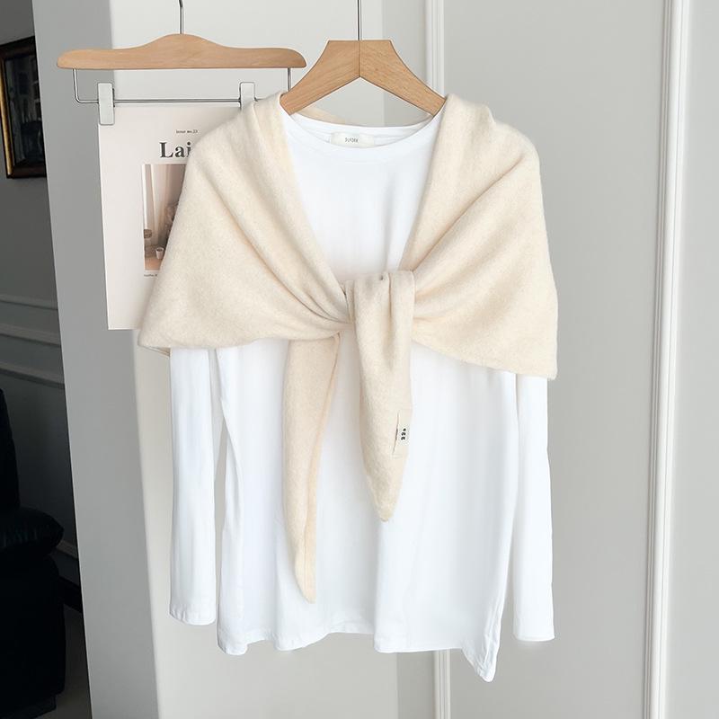 Женская роскошная вязаная шаль: Легкий, универсальный однотонный треугольный шарф и кардиган для весны/осени