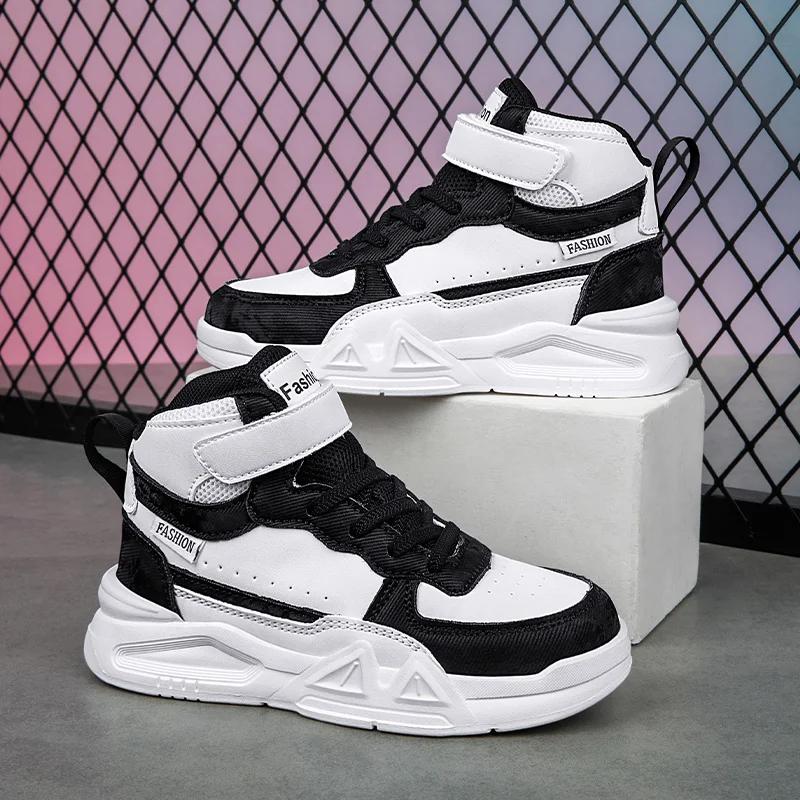 A new pair of girls sports shoes boys running shoes children small white school board  middle-top skateboard casual shoes l