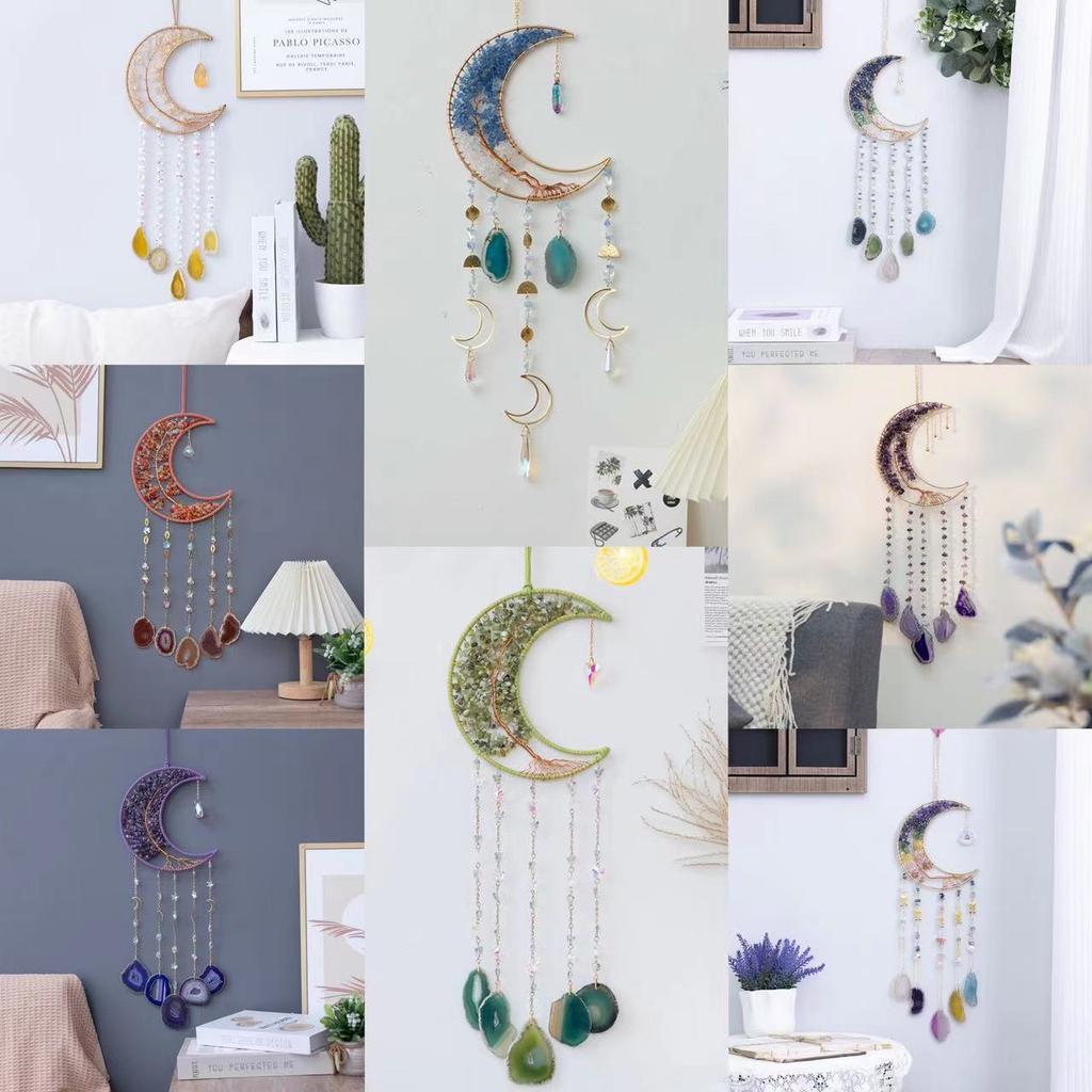 Подвеска-колокольчик из натурального агата с кристаллами и щебнем в виде дерева жизни для дома