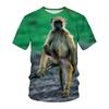 Summer Short Sleeved T-shirt for Men 3D Digital Printed Animal Monkey Round Neck Loose Men Fat Half Sleeve Bottom Shirt Summer