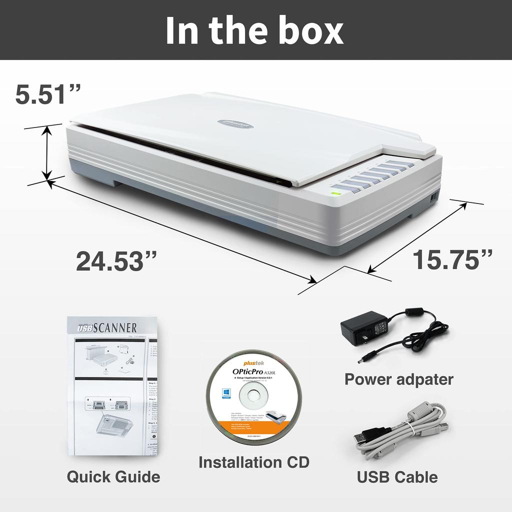 Plustek OpticPro A320E A3 CCD Sensor Flatbed A3 Novi x cm scanning seconds Compatible with ICA and - Scanner, - 30.5 43.2 area, 7.8 speed. Windows,