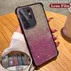 Gradient Glitter Airbag Lens Shockproof Case for Samsung S24 S23 S22 S21 Ultra Plus S23FE A15 A55 A14 A34 A54 iPhone 15 14 13 12 11 Pro Max 15 14 Plus
