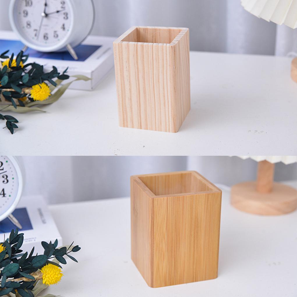 Wooden Pencil Stationery Organizer, Square Cup Holder, Black Walnut Wood, Desk Decoration, for Stationery, Make