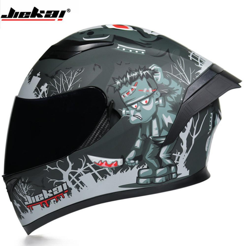 Jiekai Electric Motorcycle Helmet Men's and Women's Full Helmets Double Lenses Full Overlay Street Car Bluetooth Universal In All Seasons