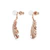Красивые серьги-клипсы в форме пера из имитации кристалла для женщин, цвет розовое золото 5663487