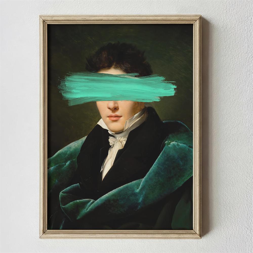 Funny Altered Art Portrait Poster Dark Academia Rococo Print Vintage Pastel Portrait Canvas Painting Bubblegum Baroque Art Print