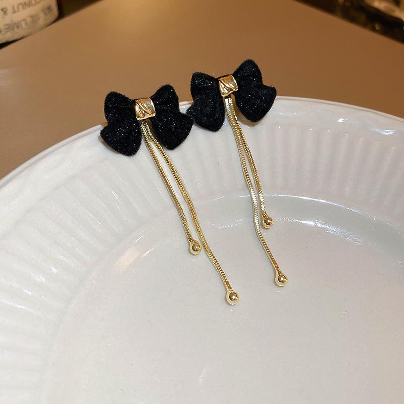 Vintage Red Flocking Earrings Collection Bow Knot Earstuds Vintage Style Earrings Jewelry Gift