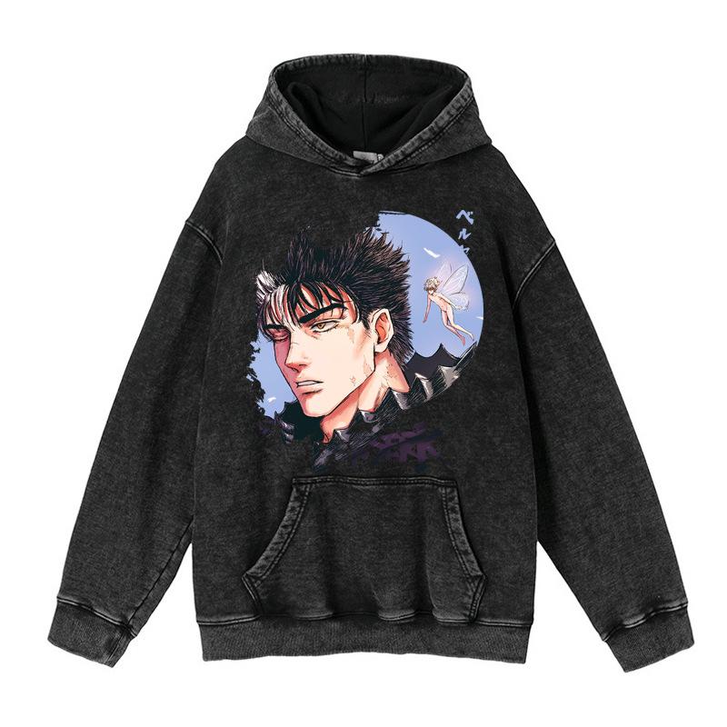 Новый аниме периферийный принт стираный ретро свитер с капюшоном ретро куртка топ день человек