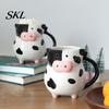 Ceramic Tea Mugs for Friends 3D Cow Mug with Handle , 580ml Capacity Cute Funny Gifts Women Animal Coffee Cup, Novelty Desktop Decoration Home