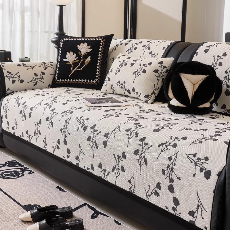 Летняя Подушка на Диван Ледяной Шелк Нескользящий Античный Коврик Подушка на Сиденье Французская Высококачественная Летняя Охлаждающая Подушка Чехол на Кожаный Диван