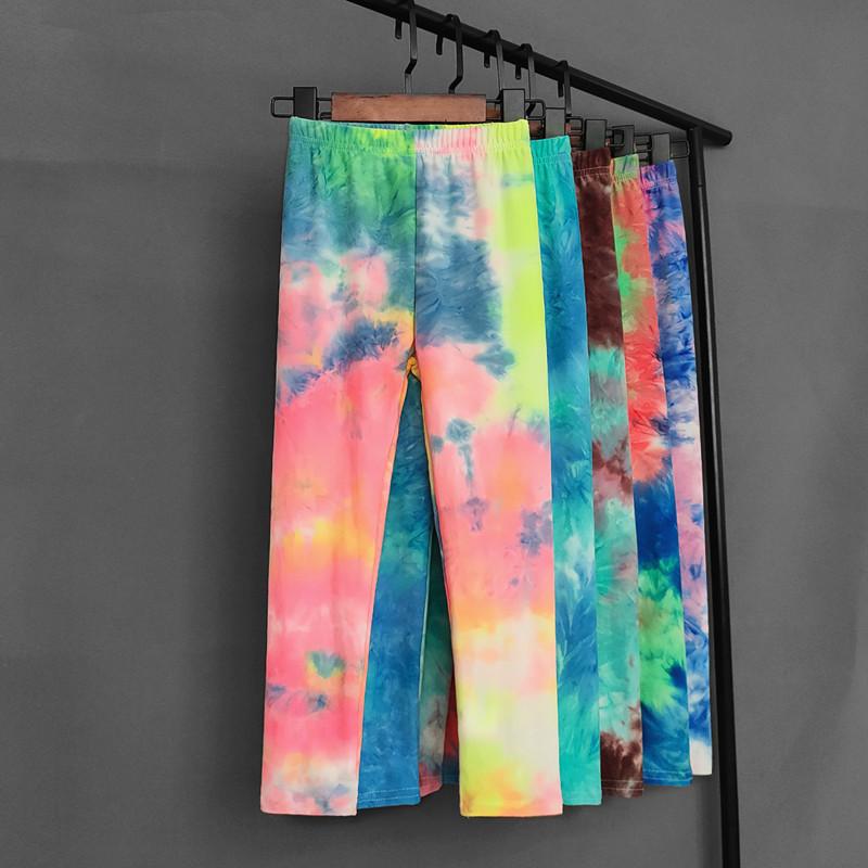 Spring Autumn Kids Pants Colorful Fluorescent Color Printing Leggings For Girls Trousers Baby Girls Soft Elastic Skinny Pants