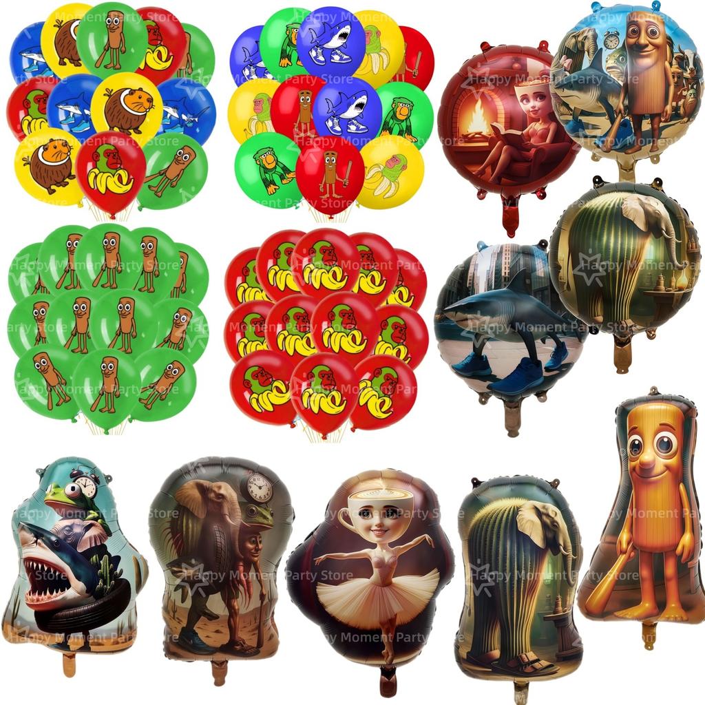 Italian Brainrot Birthday Party Decoration Tung Tung Tung Balloon Sahur Tralalo Foil Balloon Latex Balloon brainrot Party Favors