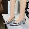 Fashion French Retro Banquet Pointy Wedge Shoes Metallic Temperament Hand-Grabbing Patterns Comfortable Shallow Mouth Single Shoes