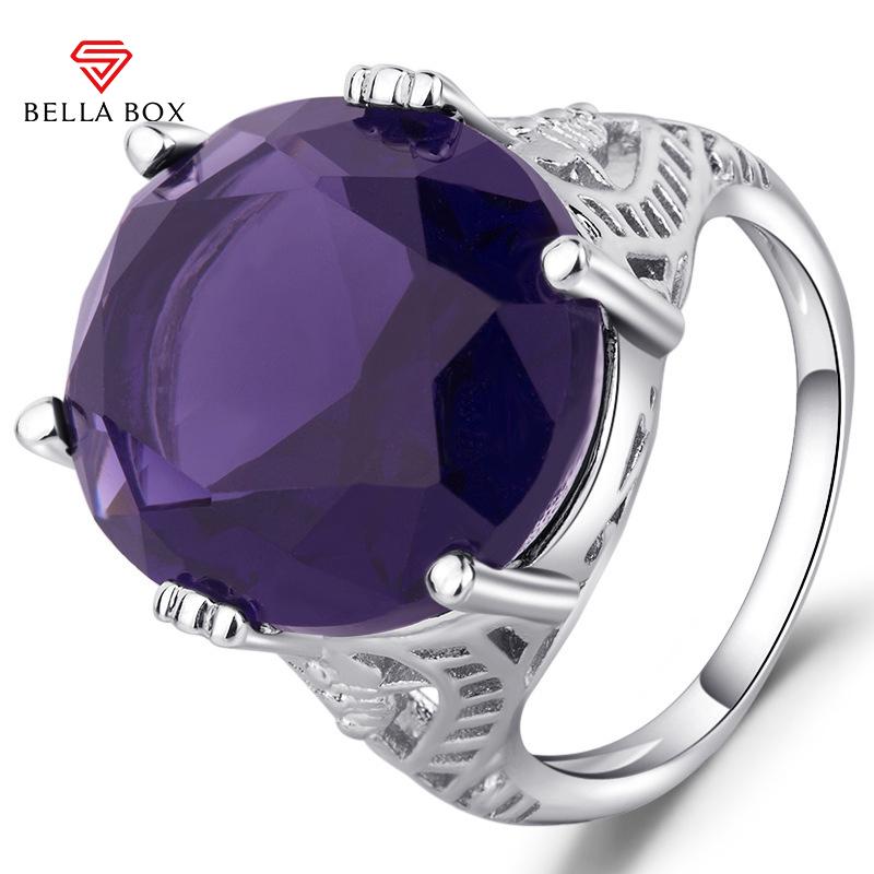 BELLA BOX Кольцо с фиолетовым аметистом и цирконием для Wemon, высокое качество, блестящий кубический цирконий, изящные женские нежные аксессуары