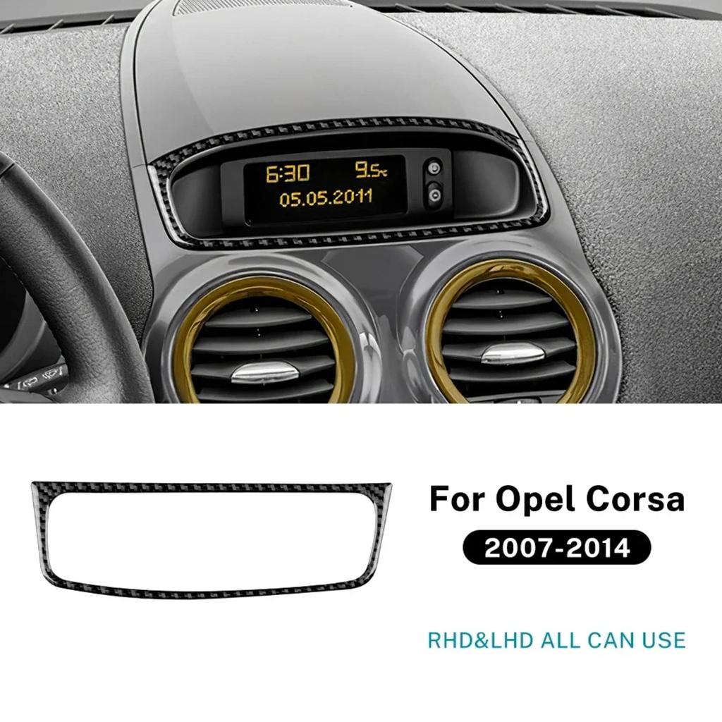 For Opel Corsa 2007 2008-2014 Carbon Center Time Screen Frame Anti Scratch Dashboard Interior Decor Upgrade Mod Car Accessories