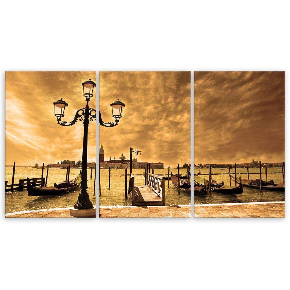Трехкомпонентная картина на холсте Венецианская гондола Италия