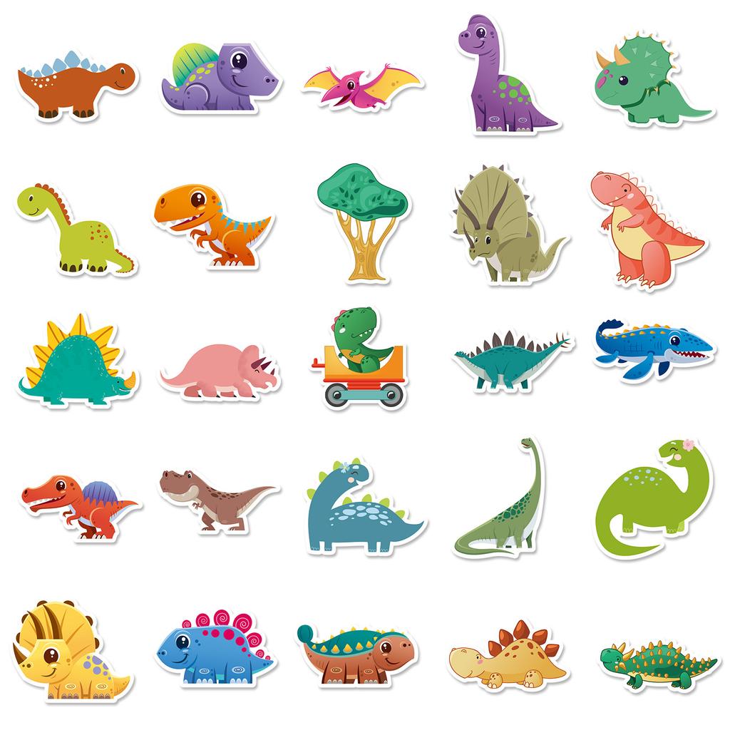 50pcs Cartoon Dinosaur Sticker for Children Water Bottle Skateboard Waterproof Graffiti Stickers